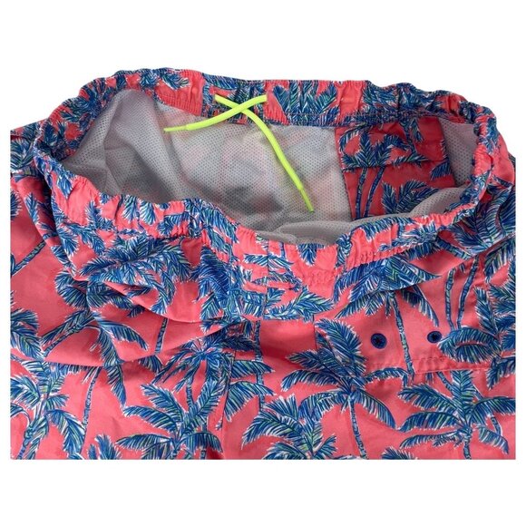 Vineyard Vines Swim Trunk Boy Youth Blue Peach Palm Tree Tropical XL Swim Suit - Picture 5 of 6